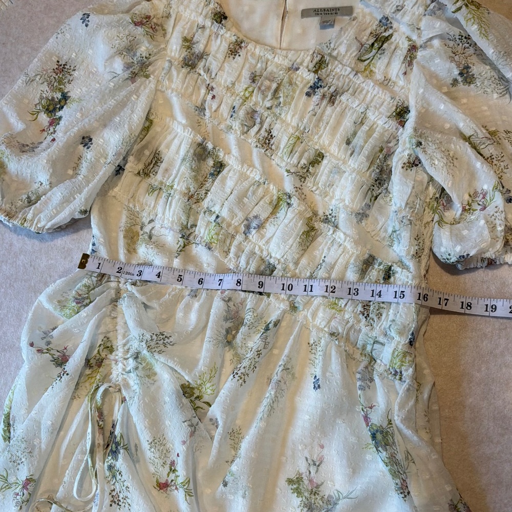 New All Saints Dress Serene Lace Ecru/White Midi Dress Size 8 - Picture 10 of 12